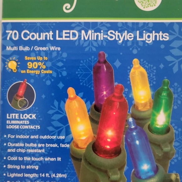 Lot of 2 Merry Brite 70 Ct Holiday LED Multicolor String Lights Green Wire - Picture 2 of 8